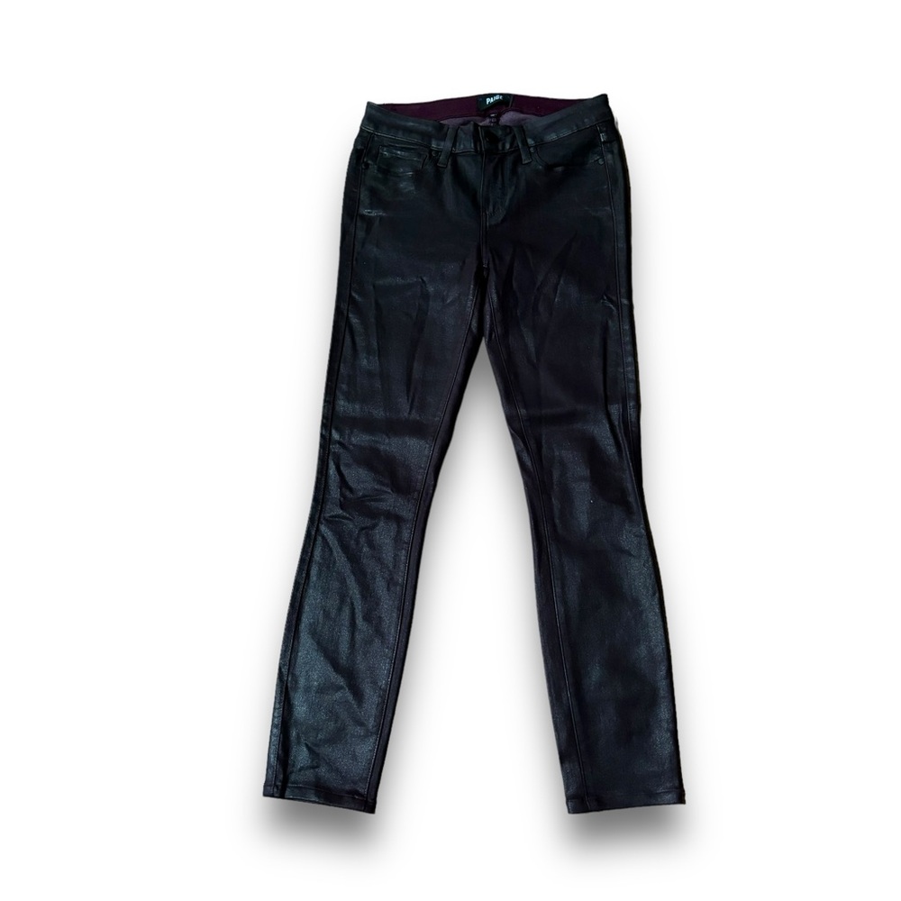 Paige Women's‎ Verdugo Ultra Skinny Burgundy Faux Leather Pants Size 27 x 27.5